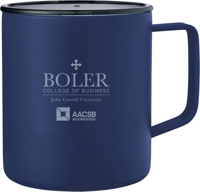 John Carroll Rover Camp Vacuum Insulated Mug 14oz Boler College of Business Stacked Engraved - ONLINE ONLY