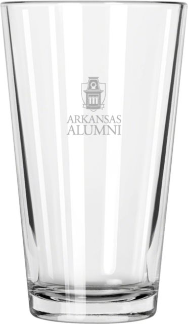 Arkansas Libbey Pint Glass 16oz Arkansas Alumni Mark Vertical Engraved - ONLINE ONLY