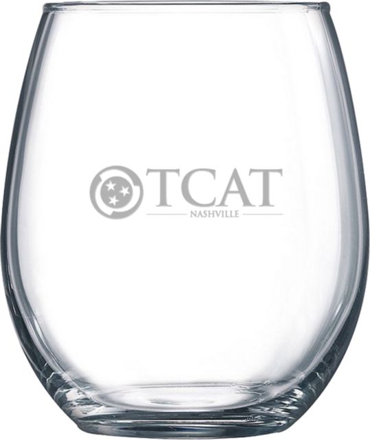 TCAT Nashville Libbey Stemless Glass 17oz TCAT Abbreviated Engraved - ONLINE ONLY