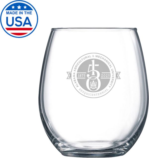 Alabama A&M University 150th Anniversary Stemless Wine Glass