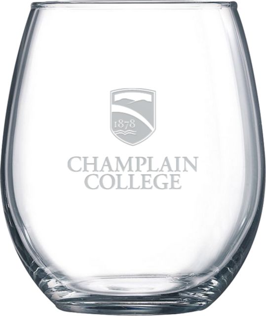 Champlain Libbey Stemless Glass 17oz Champlain College w/ Shield Stacked  Engraved - ONLINE ONLY