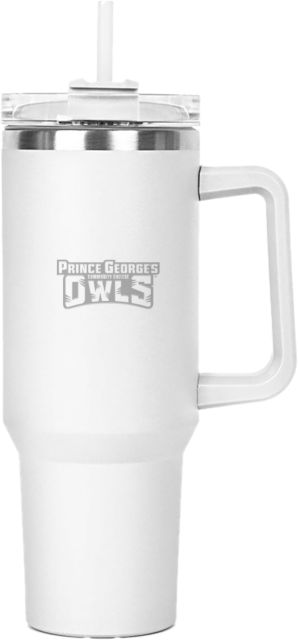 Prince George Hippo Mug & Straw Lid with Twist Closure 40 oz Prince Georges Community College Owls Wordmark Engraved - ONLINE ONLY