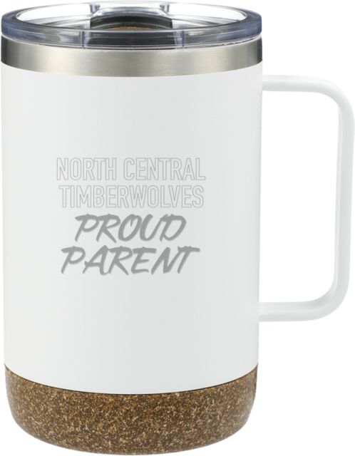 North Central Michigan Valhalla Vacuum Insulated Camp Mug 14oz North Central Timberwolves Proud Parent Engraved - ONLINE ONLY