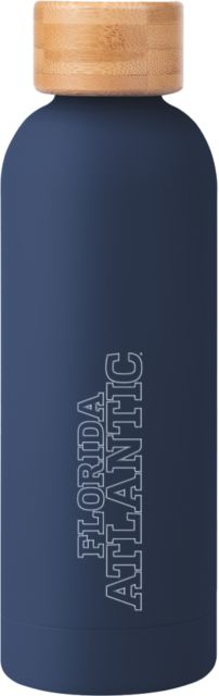 Florida Atlantic Blair Stainless Bottle w/ Bamboo Lid 17 oz Florida Atlantic Word Mark Stacked Reversed Engraved - ONLINE ONLY
