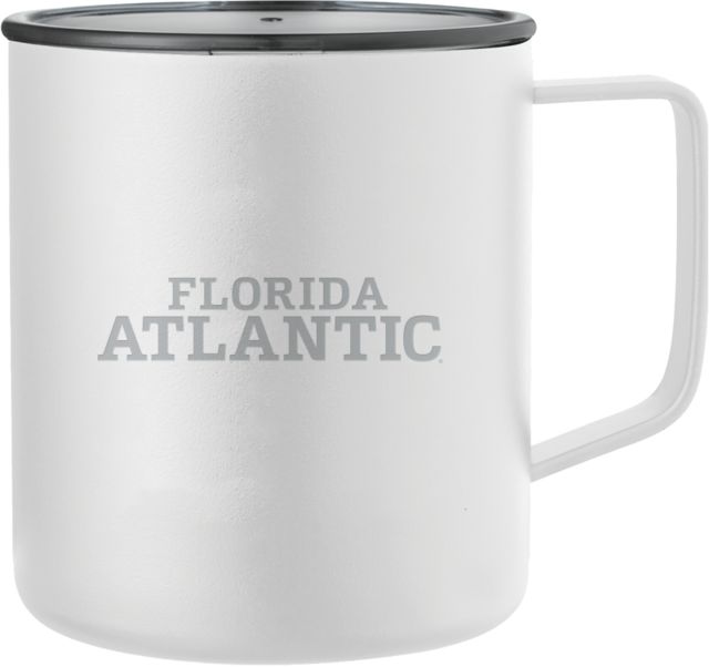 Florida Atlantic Rover Camp Vacuum Insulated Mug 14oz Florida Atlantic Word Mark Stacked Engraved - ONLINE ONLY