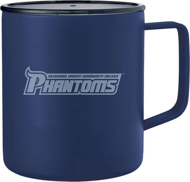 Delaware CC Rover Camp Vacuum Insulated Mug 14oz Delaware County Community College Phantoms Wordmark  Engraved - ONLINE ONLY