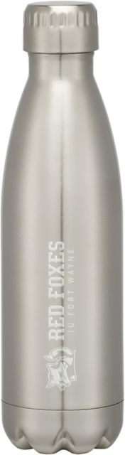 Indiana Swig Stainless Bottle 16oz IU Fort Wayne Red Foxes with Mascot Horizontal Reversed Engraved - ONLINE ONLY