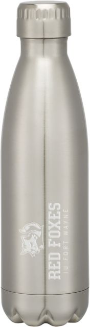 Indiana Swig Stainless Bottle 16oz IU Fort Wayne Red Foxes with Mascot Stacked Reversed Engraved - ONLINE ONLY