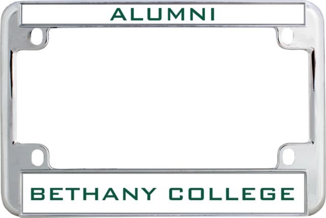 Bethany WV Metal Motorcycle License Plate Frame in Alumni - ONLINE ONLY