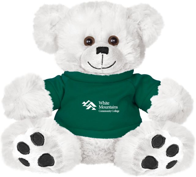 White Mountains Plush Big Paw 8 1/2 inch Bear w/Dark Green Shirt Mountains Community College Logo - ONLINE ONLY