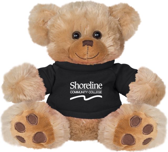 Shoreline Plush Big Paw 8 1/2 inch Bear w/Black Shirt Shoreline Community College Primary Word mark - ONLINE ONLY