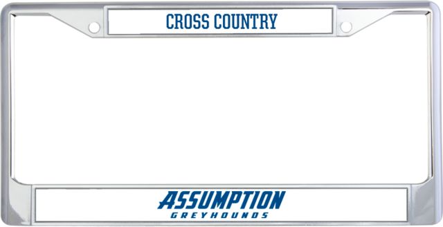 Assumption Metal License Plate Frame in Assumption University Greyhound Wordmark - ONLINE ONLY