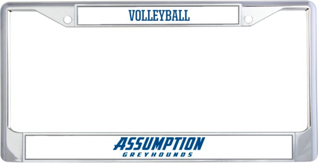 Assumption Metal License Plate Frame in Assumption University Greyhound Wordmark - ONLINE ONLY