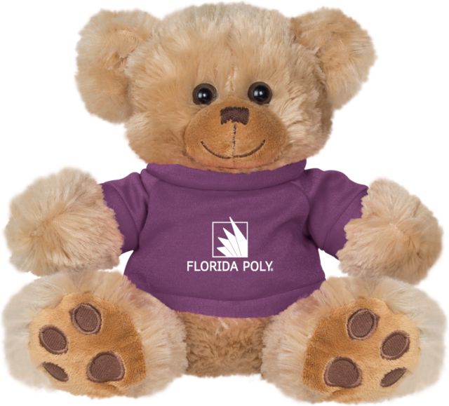 Florida Poly Univ Plush Big Paw 8 1/2 inch Brown Bear w/Purple Shirt Florida Poly - 1 Color - ONLINE ONLY