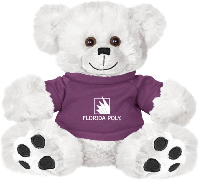 Florida Poly Univ Plush Big Paw 8 1/2 inch Bear w/Purple Shirt Florida Poly - 1 Color - ONLINE ONLY