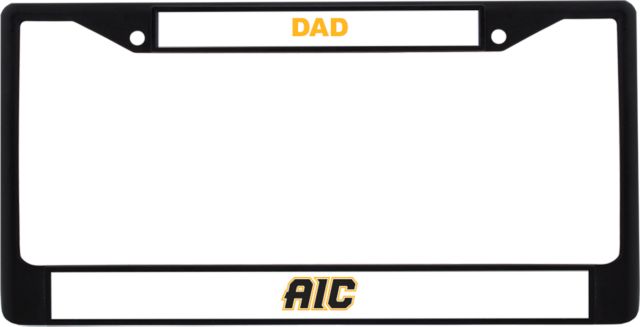 American International Dad Metal License Plate Frame in AIC Primary Athletic Mark - ONLINE ONLY