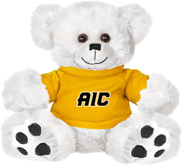 American International Plush Big Paw 8 1/2 inch Bear w/Gold Shirt AIC Primary Athletic Mark - ONLINE ONLY