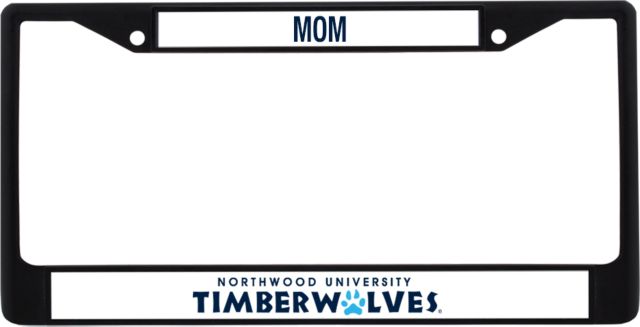 Northwood Mom Metal License Plate Frame in Northwood University Timberwolves Wordmark - ONLINE ONLY
