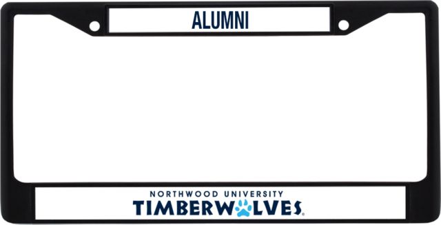 Northwood Alumni Metal License Plate Frame in Northwood University Timberwolves Wordmark - ONLINE ONLY