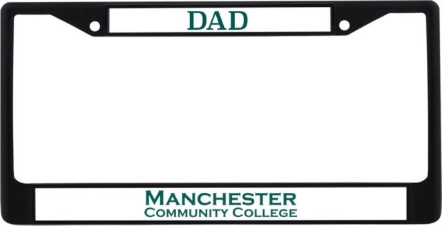 Manchester CC Dad Metal License Plate Frame in Manchester Community College Wordmark - ONLINE ONLY
