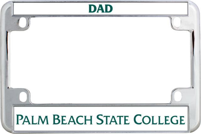 Palm Beach State Metal Motorcycle License Plate Frame in Palm Beach State College Wordmark - ONLINE ONLY