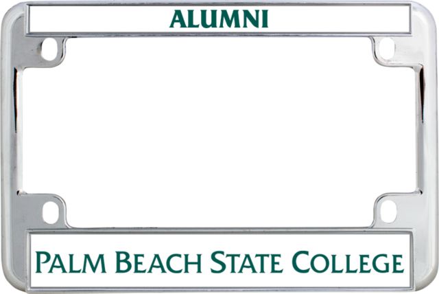 Palm Beach State Metal Motorcycle License Plate Frame in Palm Beach State College Wordmark - ONLINE ONLY