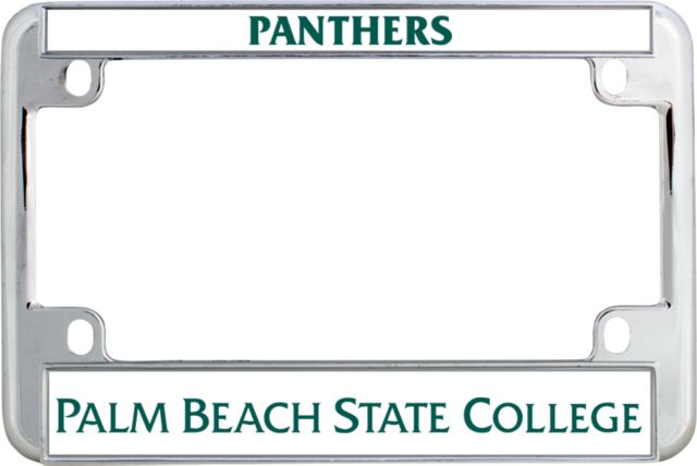 Palm Beach State Metal Motorcycle License Plate Frame in Palm Beach State College Wordmark - ONLINE ONLY