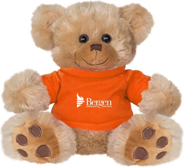 Bergen CC Plush Big Paw 8 1/2 inch Bear w/Orange Shirt Bergen Community College Wordmark - ONLINE ONLY