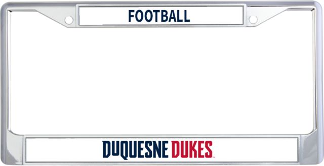 Duquesne Metal License Plate Frame in Duquesne Dukes Athletics Wordmark - ONLINE ONLY