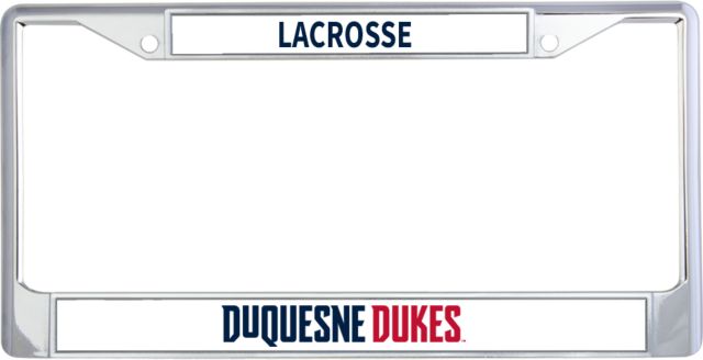 Duquesne Metal License Plate Frame in Duquesne Dukes Athletics Wordmark - ONLINE ONLY