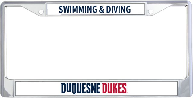 Duquesne Metal License Plate Frame in Duquesne Dukes Athletics Wordmark - ONLINE ONLY