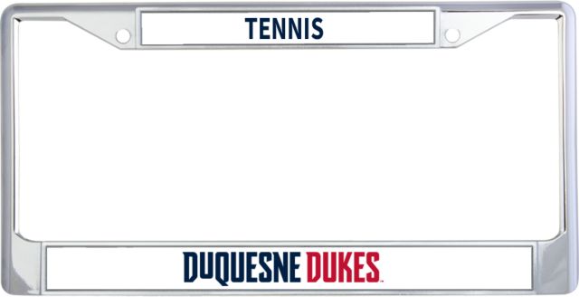 Duquesne Metal License Plate Frame in Duquesne Dukes Athletics Wordmark - ONLINE ONLY