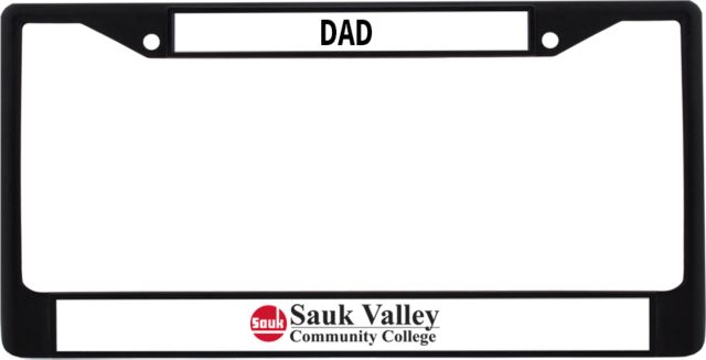 Sauk Valley Dad Metal License Plate Frame in Sauk Valley CC Primary Wordmark - ONLINE ONLY