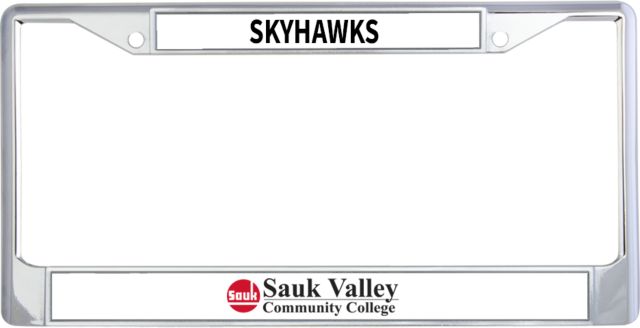 Sauk Valley Metal License Plate Frame in Sauk Valley CC Primary Wordmark - ONLINE ONLY