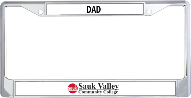 Sauk Valley Dad Metal License Plate Frame in Sauk Valley CC Primary Wordmark - ONLINE ONLY