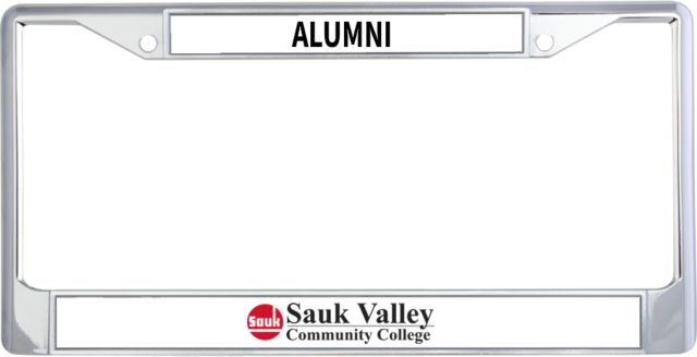 Sauk Valley Alumni Metal License Plate Frame in Sauk Valley CC Primary Wordmark - ONLINE ONLY