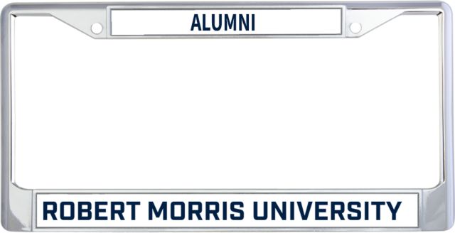 Robert Morris Alumni Metal License Plate Frame in Robert Morris University Flat