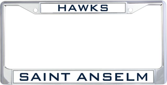 Saint Anselm Metal License Plate Frame in Hawks - ONLINE ONLY