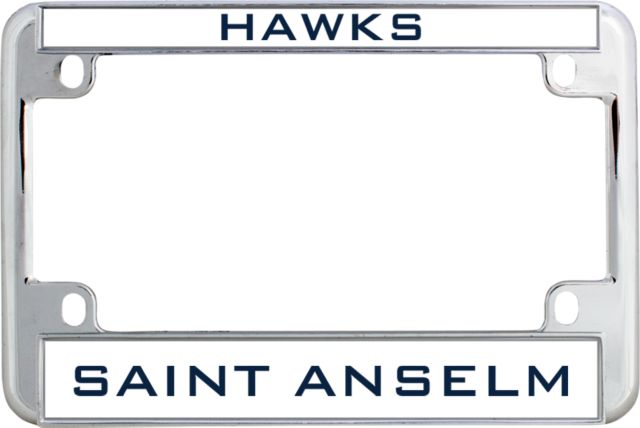 Saint Anselm Metal Motorcycle License Plate Frame in Hawks - ONLINE ONLY
