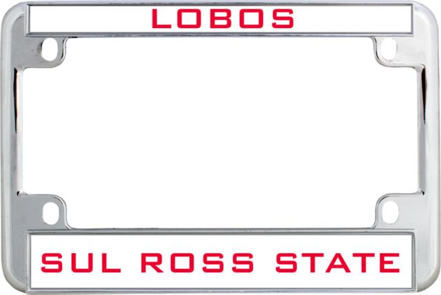 Sul Ross Metal Motorcycle License Plate Frame in Mascot - ONLINE ONLY