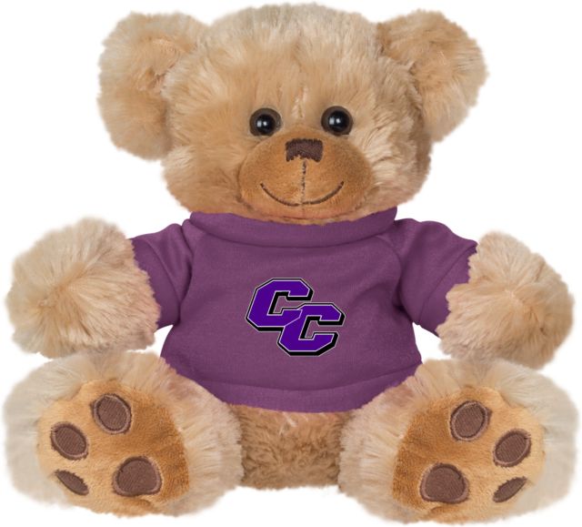 Curry College Plush Big Paw 8 1/2 inch Bear w/Purple Shirt Curry College Primary Athletic Mark - ONLINE ONLY