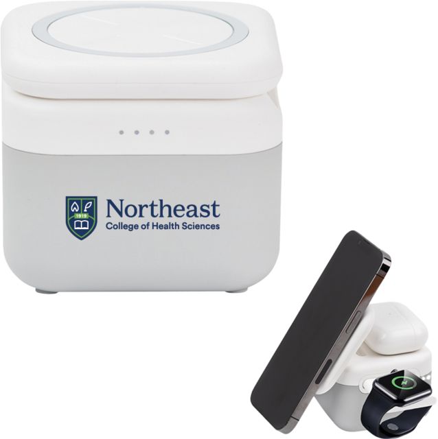 NE College of Health 3 in 1 Mag Max Modularized Wireless Charger Northeast College Primary Logo - ONLINE ONLY