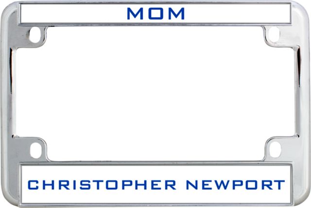 Christopher Newport Metal Motorcycle License Plate Frame in Mom - ONLINE ONLY