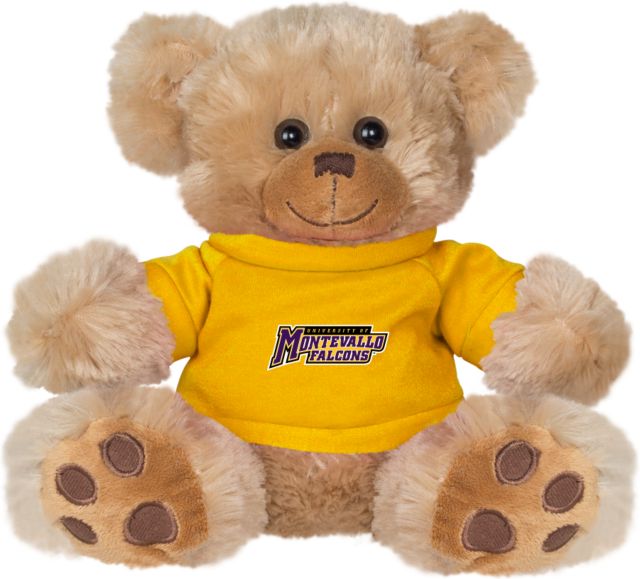 Montevallo Plush Big Paw 8 1/2 inch Bear w/Gold Shirt Montevallo Falcons Athletics Wordmark - ONLINE ONLY
