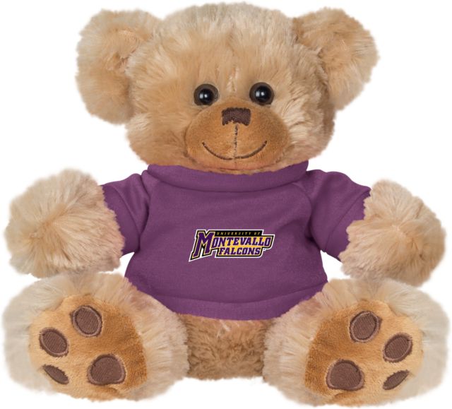 Montevallo Plush Big Paw 8 1/2 inch Bear w/Purple Shirt Montevallo Falcons Athletics Wordmark - ONLINE ONLY