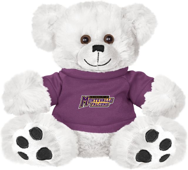 Montevallo Plush Big Paw 8 1/2 inch Bear w/Purple Shirt Montevallo Falcons Athletics Wordmark - ONLINE ONLY