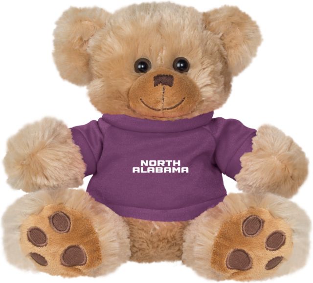 North Alabama Plush Big Paw 8 1/2 inch Bear w/Purple Shirt North Alabama Wordmark Vertical - ONLINE ONLY