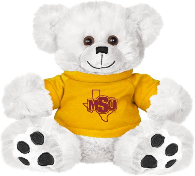 Midwestern State Plush Big Paw 8 1/2 inch Bear w/Gold Shirt MSU Logo - ONLINE ONLY