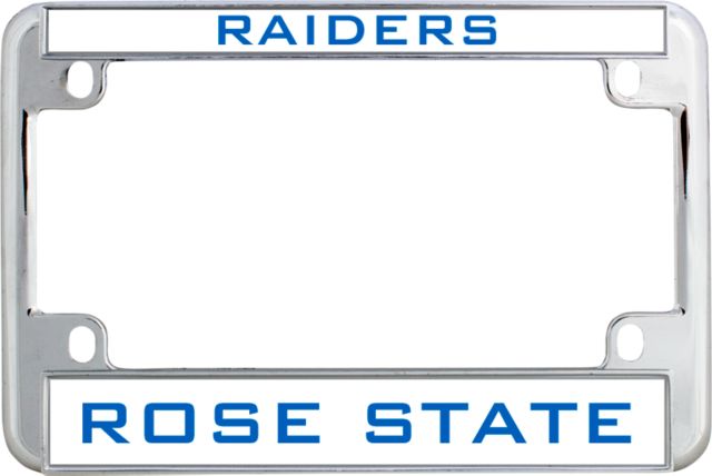 Rose State Metal Motorcycle License Plate Frame in Chrome Raiders - ONLINE ONLY