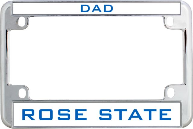 Rose State Metal Motorcycle License Plate Frame in Chrome Dad - ONLINE ONLY